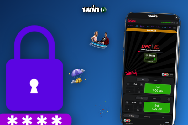 Overhead notepad showing bankroll stop-targets beside 1Win Aviator game on smartphone
