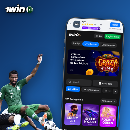 1Win casino lobby featuring slots, live dealer tables and jackpot games in Pakistan