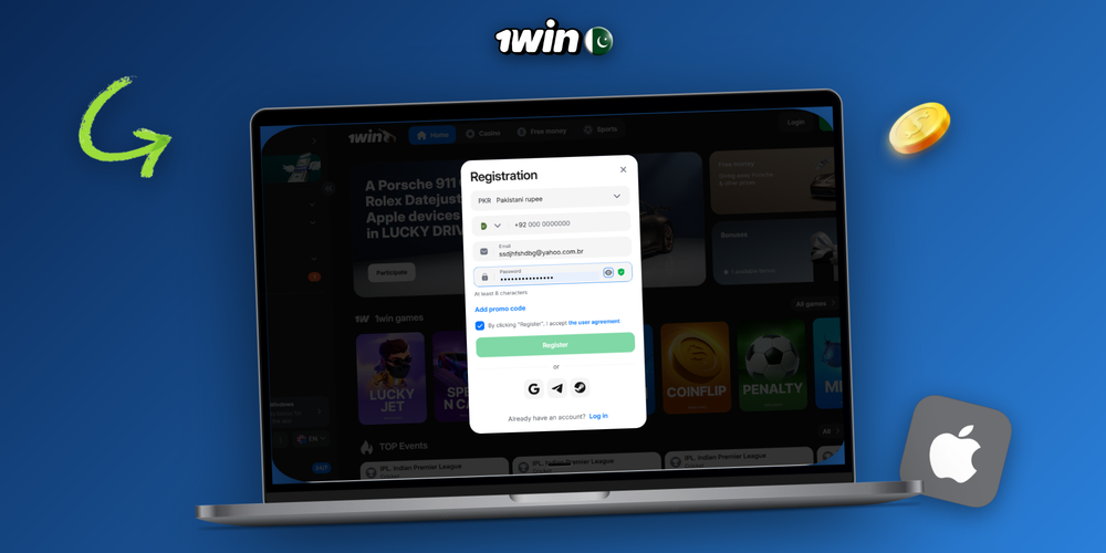 Pakistani player completing 1Win register online with JazzCash payment option